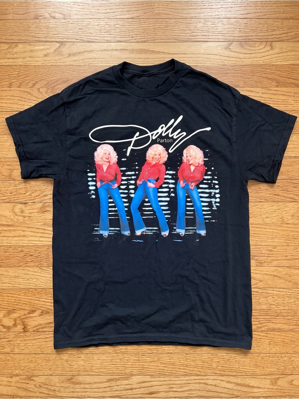 In Memory of Dolly Parton Retro Signature Tribute Black T-Shirt